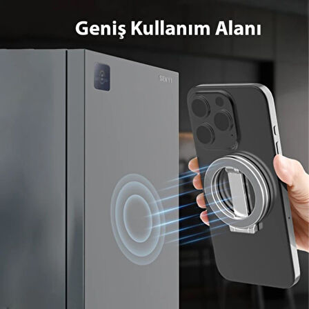 Polham Magsafe Yapışkanlı Masaüstü Telefon Tutucu, Mutfak Duvarı, Araç içi Telefon Tutucu Döner Başlıklı