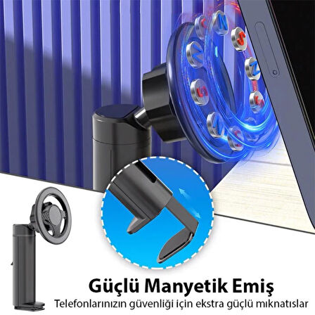 Polham Magsafe Mıknatıslı Açı ve Yön Ayarlı Sıkıştırmalı Masaüstü Telefon Tutucu, Sehpa, Koltuk Uyumlu