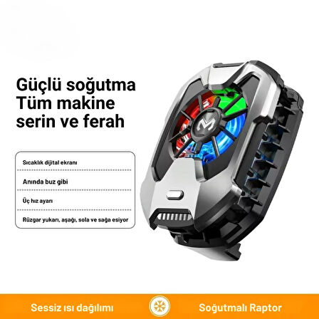 Polham Buz Tipi Radyatörlü Süper Soğutuculu Telefon Soğutma Fanı, RGB Işıklı Dijital Göstergeli Fan