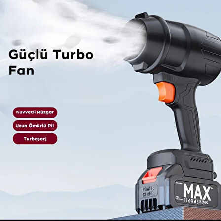 Polham 350W Şarjlı Ultra Güçlü 30000RPM Üfleme Cihazı, Araç Su İtici, Yaprak İtici, Mangal Hava Üfleyici