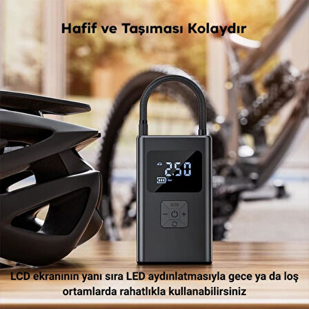 Polham 150PSİ Dijital Ekranlı Taşınabilir Şarjlı Hava Kompresörü – Araç, Motosiklet, Bisiklet Pompası