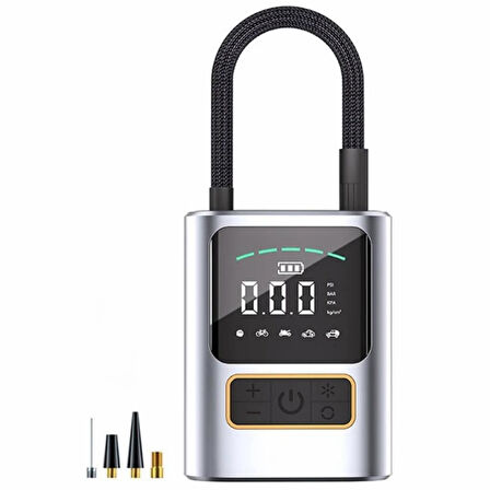 Polham 60W 4000mAh Şarjlı 150PSİ Ultra Hızlı Lastik Şişirme Hava Kompresörü, Araç,Motor,TOP Şişirme Pompası
