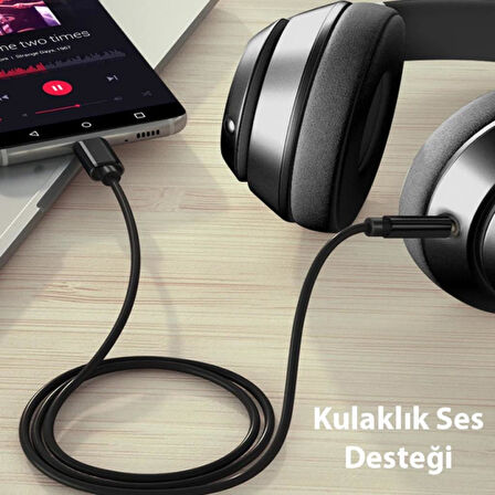 Polham 1 Metre Type C to 3.5MM Stereo Premium Ses Kablosu, Araç, Telefon, Hoparlör İçin Aux Kablosu