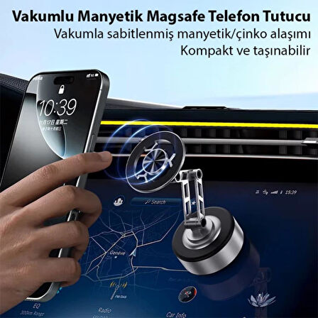 Polham Elektronik Vakumlu Manyetik Masaüstü Telefon Tutucu,Araç içi Telefon Tutucu,Tüm Yüzeylere Uym