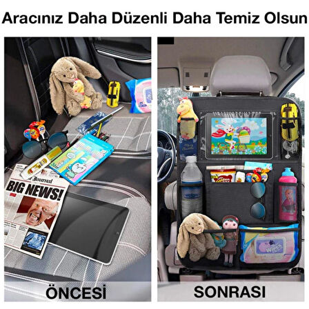 Polham 2 Adet Set Araç İçi Arka Koltuk İçin 8 Bölmeli Organizer, Su Geçirmez, Kolay Temizlenir Eşya Düzenleyici