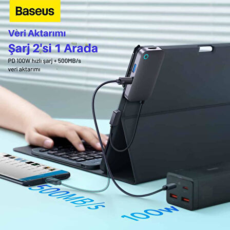 Baseus 4in1 100W PD Type C Klipsli Çevirici Çoğaltıcı Hup, 1x 4K HDMİ, 1x Type C, 1x USB, 1x 3.5MM Çoğaltıcı