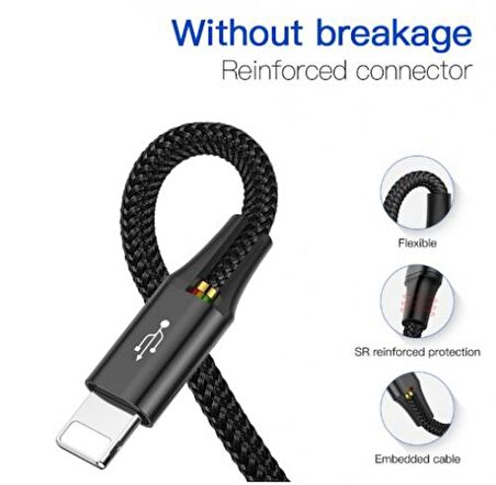 Baseus 120Cm 4in1 Şarj ve Data Kablosu, USB To 2x İphone Lightning, 1x Type C ve 1x Micro Kablo