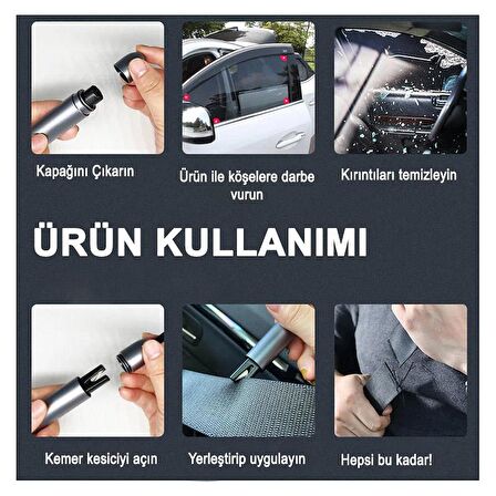 Polham Araç Cam Kırıcı Emniyet Kemer Kesici 2in1 Araç Pencere Camı Ve Emniyet Kemeri Kesici