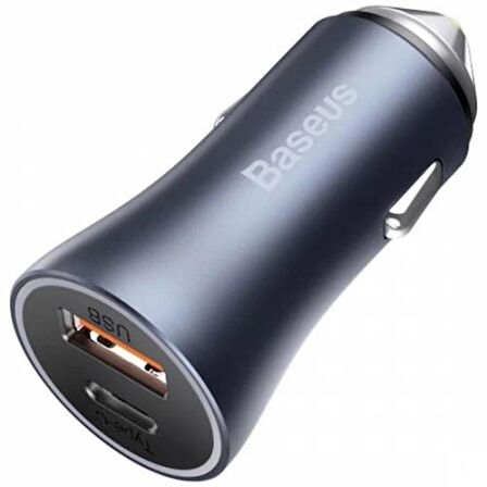 BASEUS Golden Contactor 40W Ultra Hızlı Araç Şarj Cihazı, 1x USB 1x PD Type C Çakmaklık Şarjı