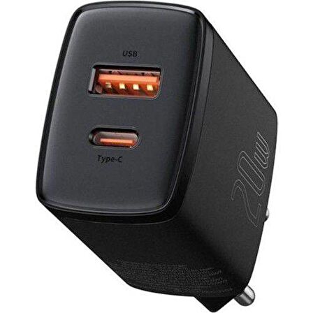 Baseus USB 20 Watt Hızlı Şarj Aleti Siyah