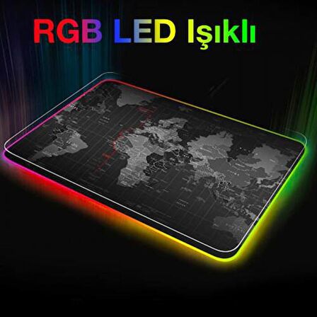 Polham RGB Işıklı Mouse Pad, 14 Işık Modlu Kaymaz Tabanlı Kauçuk Kumaş Mouse Pad 300*250*4MM