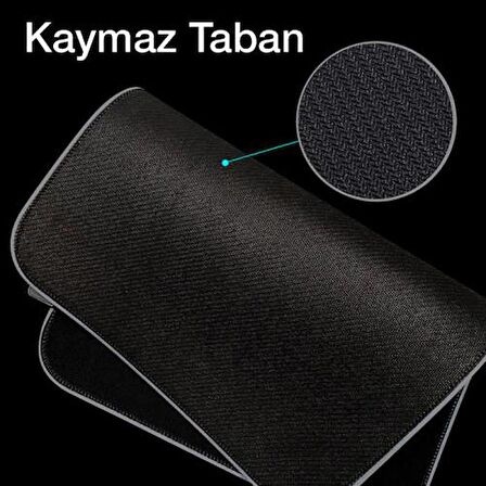 Polham RGB Işıklı Mouse Pad, 14 Işık Modlu Kaymaz Tabanlı Kauçuk Kumaş Mouse Pad 300*250*4MM