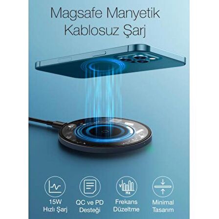 BASEUS Manyetik Ultra Hızlı Magsafe Uyumlu 15w Kablosuz Şarj Cijhazı İphone 13 12 Pro MAX Uym