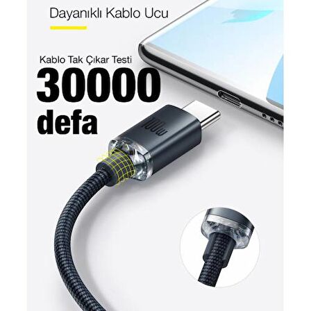 BASEUS 1.2mt Led Işıklı Örgülü 100W Type-C to Type-C Hızlı Şarj Kablosu Samsung Huawei Şarj