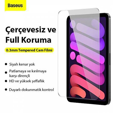 Baseus 4K HD Çerçevesiz 0.3mm Full iPad Mini 8.3inç (2021) Cam Ekran Koruyucu Çizilmez Koruma