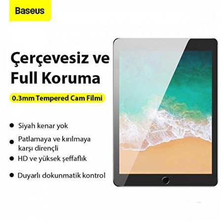 Baseus 4K HD Çerçevesiz 0.3mm Full Kaplama iPad 9.7inç Cam Ekran Koruyucu Çizilmez Koruma