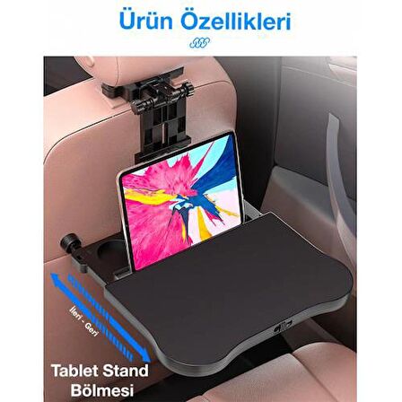 Polham Premium Araç Koltuk Arkası Masa Araç Laptop Standı Araç Yeme İçme Masası Standı Araç Standı