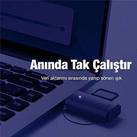 BASEUS USB To SD-Micro SD Hafıza Kart Okuyucu Adaptör, USB 3.0 Led Işıklı Card reader 