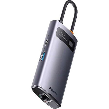 BASEUS 100W 4in1 Type-C HUB, 1x Pd Type C, 1x RJ45 Port, 3x USB 3.0 Girişli Çoğaltıcı Adaptör
