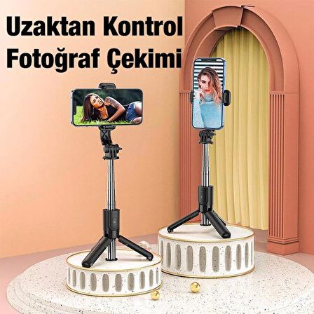 Polham Bluetooth Uzaktan Kumandalı Selfie Çubuğu ve Masaüstü Telefon Standı, influencer Yayın Seti