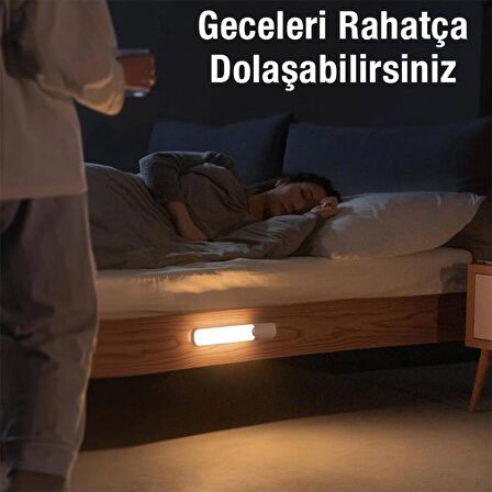 Baseus 3 Kademeli Hareket Sensörlü 1200Mah Bataryalı Gece Lambası, Dolap, Masa,Mutfak, Banyo Lambası