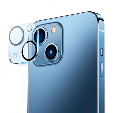 Baseus 2 Adet İPhone 14-14 Plus ile Uyumlu Ful Kaplama Kamera Lens Koruyucu, 0.3MM Tempered Koruyucu