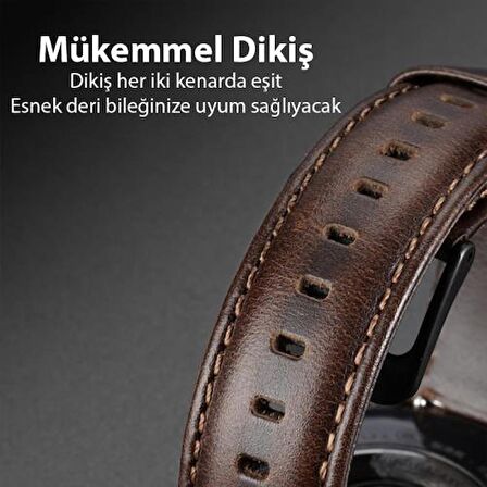 Polham Hermes Loop Deri Apple Watch Uyumlu 38-40-41MM Kordon Kayış, Ultra Hafif, Çelik Tokalı Kayış 