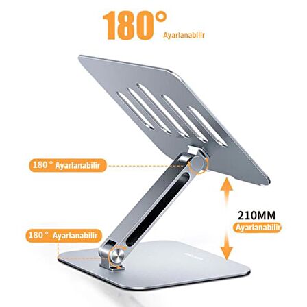 Polham 11-18 İnch Yükseklik Ayarlamalı, Katlanabilir Tablet ve Laptop Standı, Kaymaz, Titremez Stand