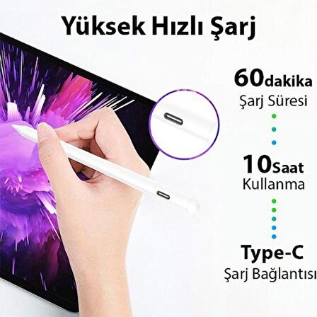 Polham Apple Pencil Active Touch Kapasitif Dokunmatik Kalem, Tablet ve Telefon İçin Eğimli Kalem