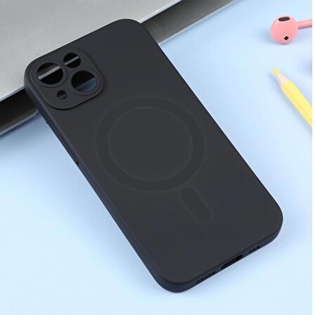 Polham Magsafe Uyumlu İphone 14 6.1inç Silikon Kılıf, Kamera Koruyucu, Darbe Emici, Lansman Kılıf