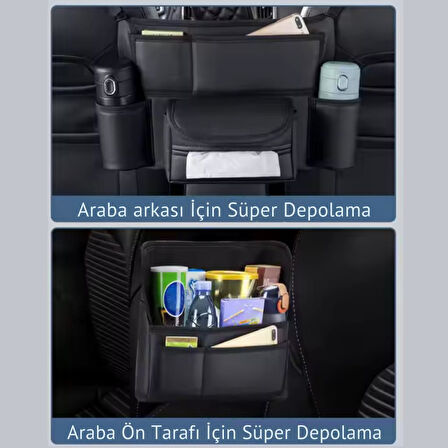 Polham 8 Bölmeli Oto Ön ve Arka Koltuklar İçin Organizer Çanta, Çok Fonksiyonlu İki Koltuk Arası Çanta