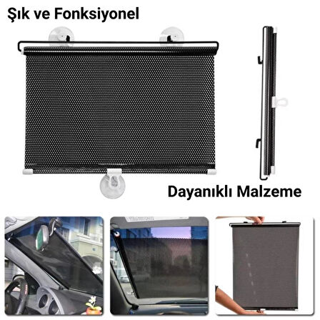 Polham 58x125 Cm Geri Çekilebilen Araç İçi Ön Cam Güneşlik, Ev Tipi Cam Güneşlik UV Engelleyici Perde