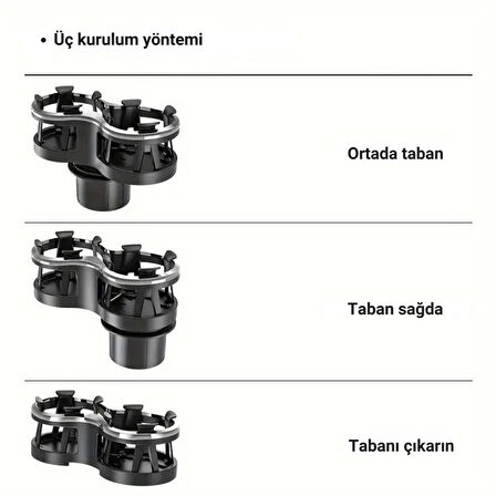 Polham Premium Oto Araç İçi Çift Bardak İçecek Tutucu, Torpido Üstü ve Bardaklık Montajlı Bardak Tutucu