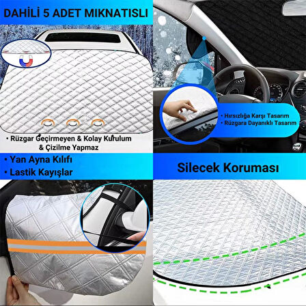 Polham 145x115 CM Tüm Araçlara Uyumlu Ön Cam Isı Önleyici Güneşlik, Su, Rüzgar, Çamur Geçirmez Ön Cam Brandası