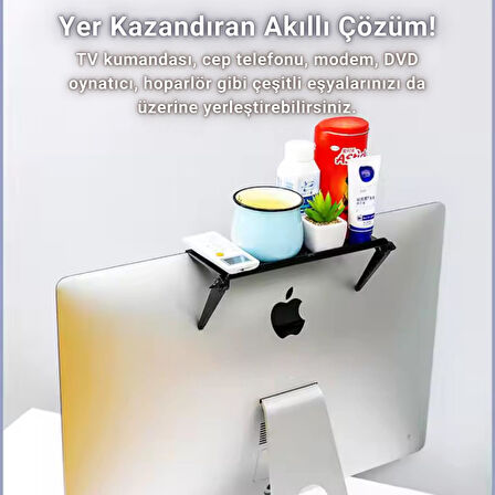 Polham 22x11 CM TV Üstü Kumanda, Modem, TV Kutusu Rafı, Monitör, Notebook Uyumlu Düzenleme Rafı