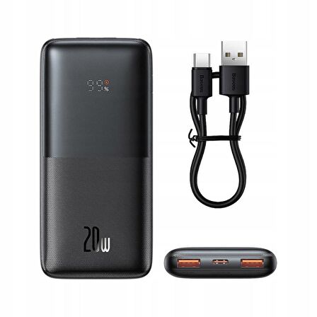 Baseus Super 20 W 10000 mAh Hızlı Şarj Powerbank Siyah 