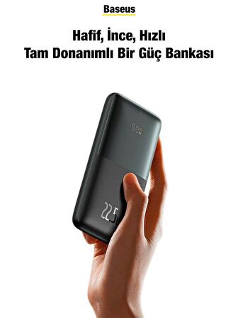 Baseus Super 20 W 10000 mAh Hızlı Şarj Powerbank Siyah 