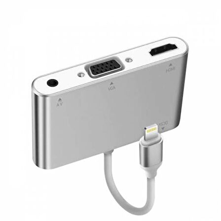 Polham Apple İphone ve İpad İçin VGA AV Audio Kablosu, Apple VGA AV Audio Dönüştürücü Kablosu