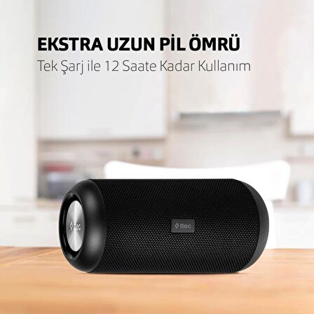 Ttec BT5.0V IPX65 Su Geçirmez Çift Sürücülü Taşınabilir Kablosuz Hoparlör Speaker, Uzun Şarjlı Hoparlör