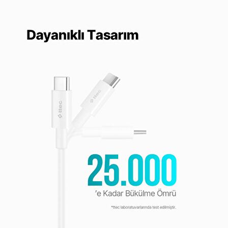 Ttec 65W 30CM PD/QC Mega Hızlı Type C to Type C Şarj ve Data Kablosu, Ultra Dayanıklı Powerbank Kablosu