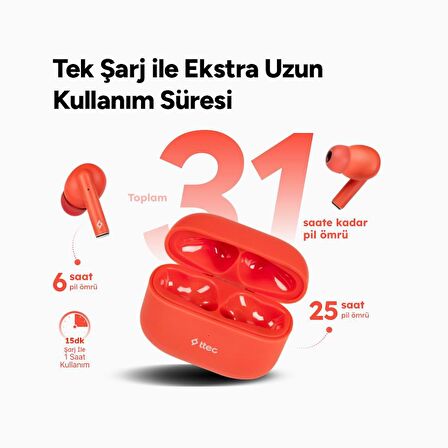 Polham Ttec Su Geçirmez Gürültü Engellemeli Mikrofonlu Bluetooth Kulaklık, BT5.3V Süper Hızlı Bağlantılı