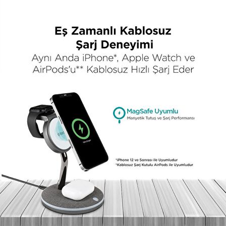 Polham Ttec Led Işıklı 4in1 Standlı Kablosuz Şarj Aleti, İphone, AirPods, Apple Watch Uyumlu Şarj Aleti