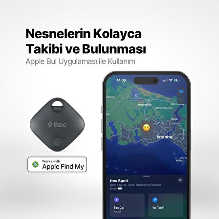 Ttec Apple Lisanslı Akıllı Takip Cihazı Air Tag Sesli Uyarı Kedi Köpek Araç Bavul Araç Takip Cihazı