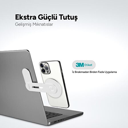 Ttec Monitör, Notebook Ekranına Yapışan Magsafeli Telefon Tutucu, Açı ve Yön Ayarlı Telefon Tutucu