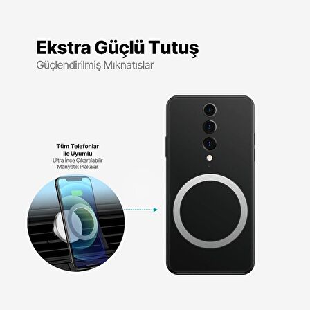 Ttec Süper Manyetik Pro Magsafeli Manyetik Araç İçi Telefon Tutucu, Havalandırma Sıkıştırmalı Stabil Telefon Tutucu