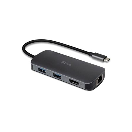 Ttec 8in1 100W Type C Çoğaltıcı Hub, 3x USB, 1x PD Type C, 1x TF/SD, 1x 4K HDMİ, 1x RJ45 Çevirici Adaptör