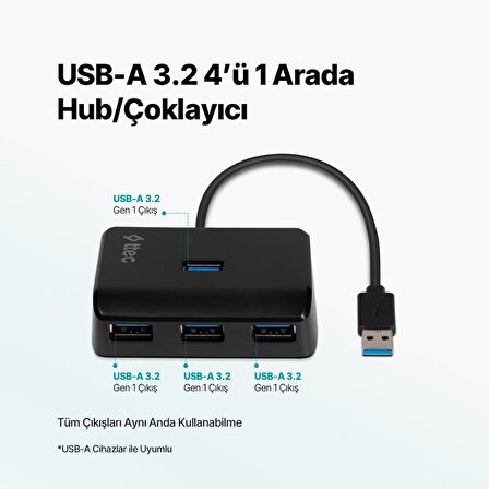 Ttec 4in1 Type C to 4x USB 3.2 Gen1 Çoğaltıcı Çevirici HUB, 5Gbps Yüksek Hızlı Veri Aktarımlı Adaptör