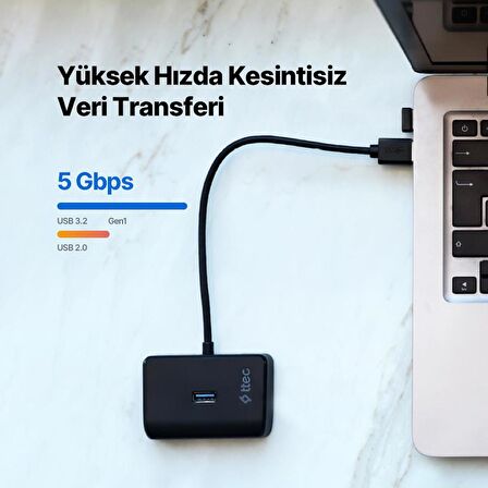 Ttec 4in1 Type C to 4x USB 3.2 Gen1 Çoğaltıcı Çevirici HUB, 5Gbps Yüksek Hızlı Veri Aktarımlı Adaptör