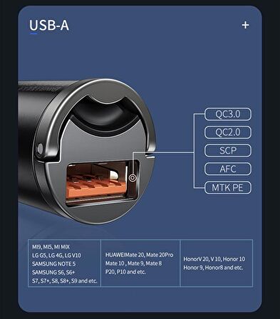 Baseus 30W Ultra Hızlı 1x USB Girişli Araç İçi Çakmaklık Şarj Adaptörü, Universal Araç Şarj Başlığı