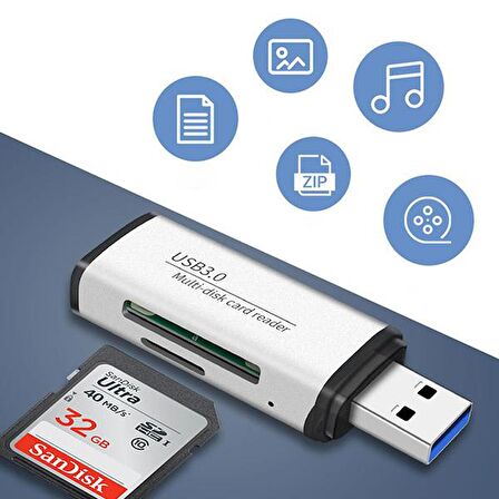 Polham USB To SD-Micro SD Hafıza Kart Okuyucu Adaptör, USB 3.0 Card reader 